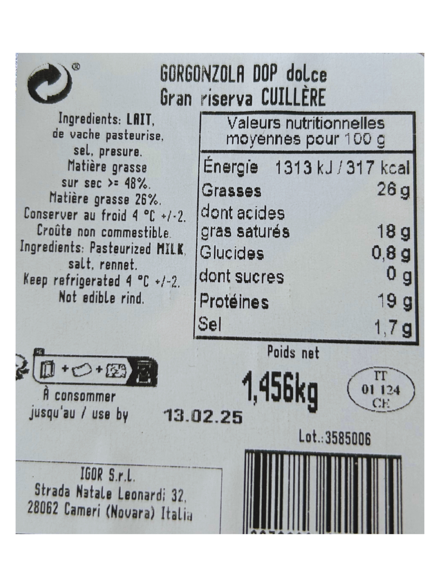 Gorgonzola AOP 1.5kg 'Ottavi' - Igor